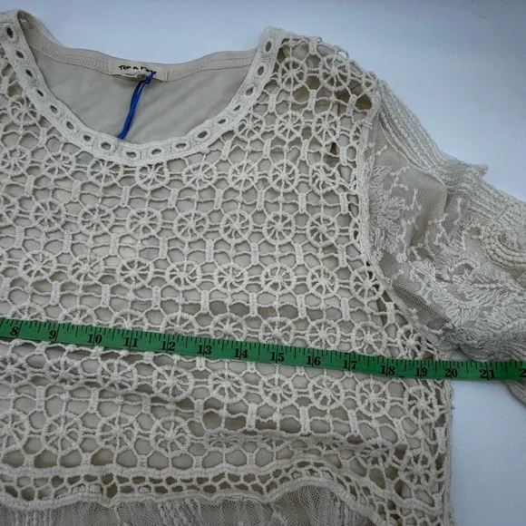 Tea n Rose Edwardian Inspired Elegant Lace and Crochet Maxi Dress in Cream,Large - Picture 7 of 17